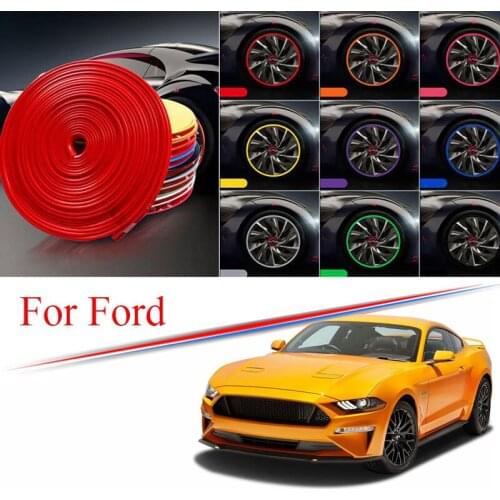 9 Colors Car Wheel Hub Rim for Ford Focus Kuga Fiesta Exploror C-MAX Edge Protector Ring Tire Strip Guard Rubber Decals 8M