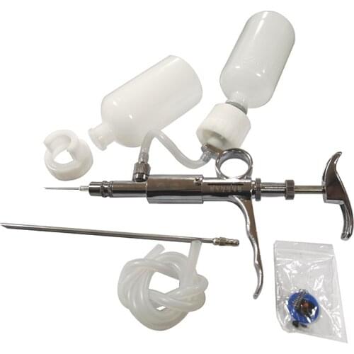 1 Pcs 5ml Automatic Livestock Continuous Metal Syringe Veterinary Equipment With Bottles Vaccination Double vaccine bottle