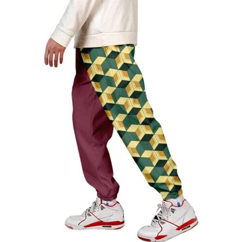 3d Anime Japanese Cargo Pants Harajuku Streetwear Demon Slayer: Kimetsu No Yaiba Elastic Waist Harem Hip Hop Joggers Pants