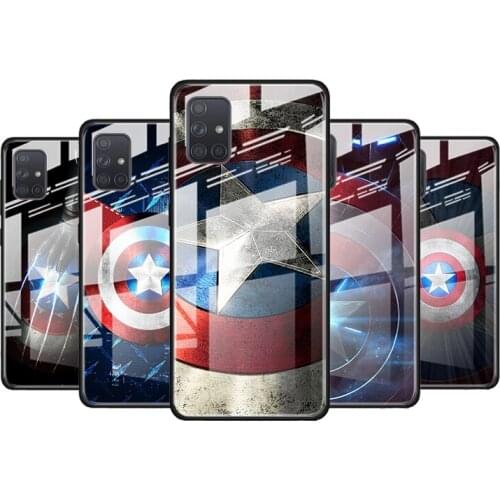 Shield captain america marvel for Samsung Galaxy S21 Ultra A71 A51 4G 5G A91 A81 A41 A31 A21 A11 A01 Tempered Glass Phone Case