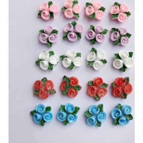 Flower 18*21mm 20pcs DIY gold powder Resin Crafts wedding decoration accessories flat back scrapbook -A60