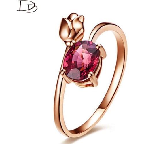 DODO Kpop Rose Ring Rose Gold Color Red Austrian Crystal Fashion Young Jewelry Chic Anillos Femme Party Gifts Wholesale Ra0335