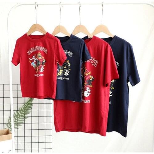 Family-friendly short-sleeved t-shirt family of three 2020 summer models tide bullseye cartoon family decoration T-shirt