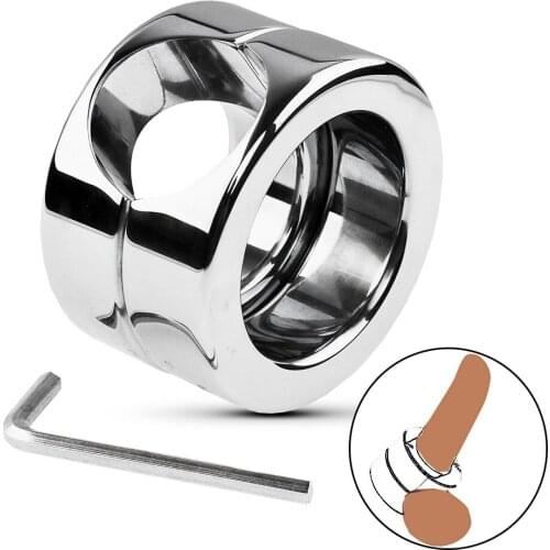 Stainless steel Men Cock Ring For Male Heavy Duty Weight Penis Exercise Lock Scrotum Ball Stretchers Ring Sex Toys For Men