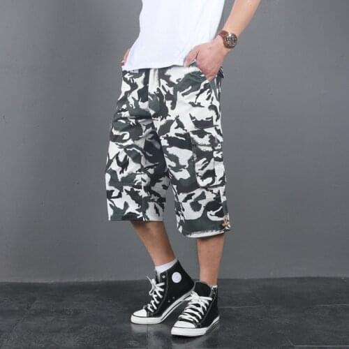 Summer Mens Baggy Multi Pocket Military Camo Shorts Cargo Loose Hot Breeches Male Long Camouflage Bermuda Capris Plus Size 3XL