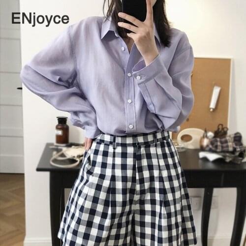 Womens V-neck Long Sleeve Shirt Oversize Office Lady Womens Tops and Blouses Purple 2020 Summer Korean Shirts Women Clothes