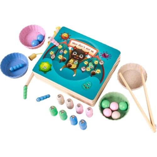 Magnetic Wooden Fishing Game Toy For Toddlers Alphabet Fish Catching