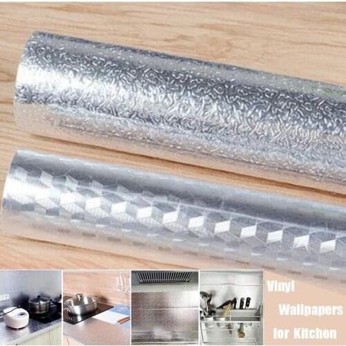 Kitchen Wall Stove Aluminum Foil Oil-proof Stickers Anti-fouling High-temperature Self-adhesive Croppable Wallpaper Wall Sticker