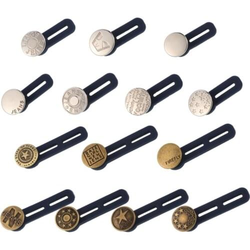 14PCS Jeans Buttons Metal Silicone Extended Buttons Nail-free Detachable Adjust Buckle Jeans Waist Extension Buckle Jeans Button