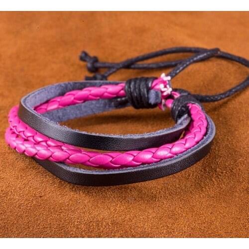 Fashion Retro Style Hemp Rope Cowhide Bracelet Red and Black Leather Bracelet Neutral Hip Hop Party Jewelry Birthday Gift