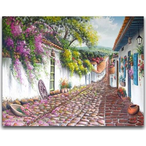 Mosaic mazayka European town street scenery Cross Stitch Diamond Embroidery Full Square Round drill Diy Diamond PaintingZP-690