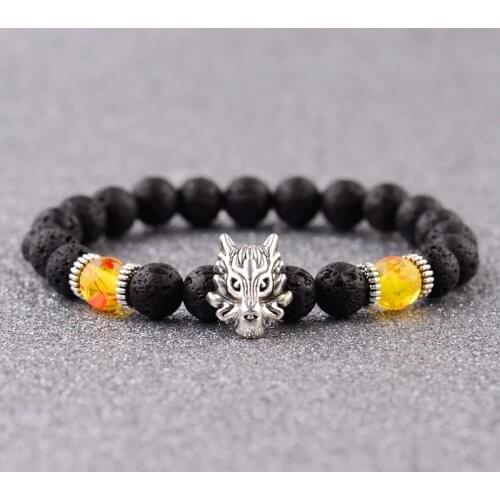 2020 Natural Stone Beads Mens Bileklik Dragon Bracelet Charm Lava Stone Beaded Bracelets Pulseras Hombre