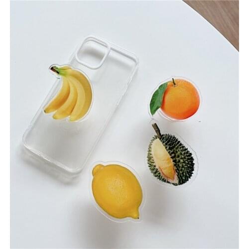 Cute 3D Fruit Orange Lemon Bracket Phone Case For iPhone 11 12 Pro MAX XR XS SE 2020 X 7 8 Plus Grip Stand Soft TPU Cover Fundas