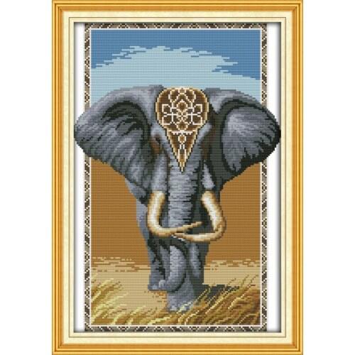 Elephant king cross stitch kit 18ct 14ct 11ct count printed canvas stitching embroidery DIY handmade needlework
