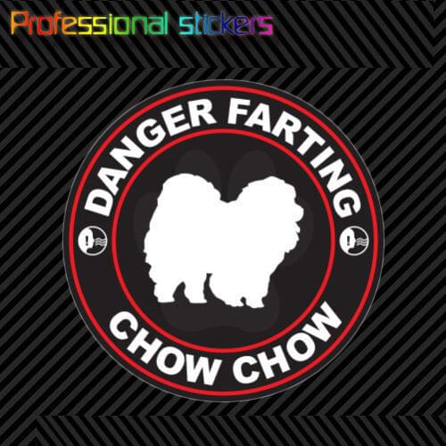 Danger Farting Chow Chow Sticker Decal Self Adhesive Vinyl Dog Canine Pet for Car, Laptops, Motorcycles, Office Supplies