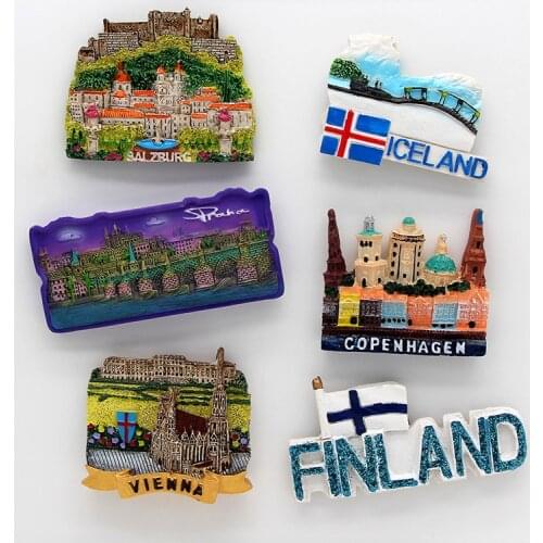 World Tourism refrigerator sticker Copenhagen Prague Finland Spain bullfighter Germany refrigerator sticker fridge magnets gifts
