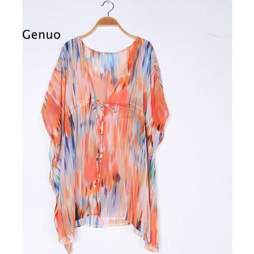 Beach Dress Kaftan Pareo Sarongs Sexy Cover-Up Chiffon Bikini Swimwear Tunic Swimsuit Bathing Suit Cover Ups Robe De Plage