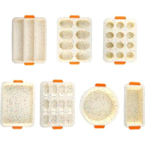 Non Stick Cake Baking Mold Cake Food Grade Silicone French Bread Mold Household Hamburger Molds Muffin Pan Tray Baking Tools