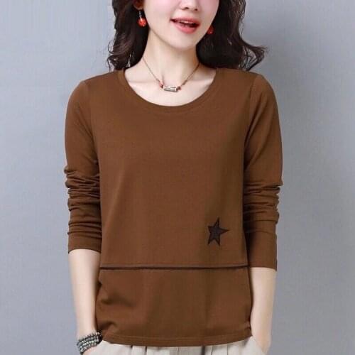 2021 Autumn New O Neck T Shirt Woman Long Sleeve Shirt Oversized Woman T-shirt Korean Style Plus Size Loose Women Shirts