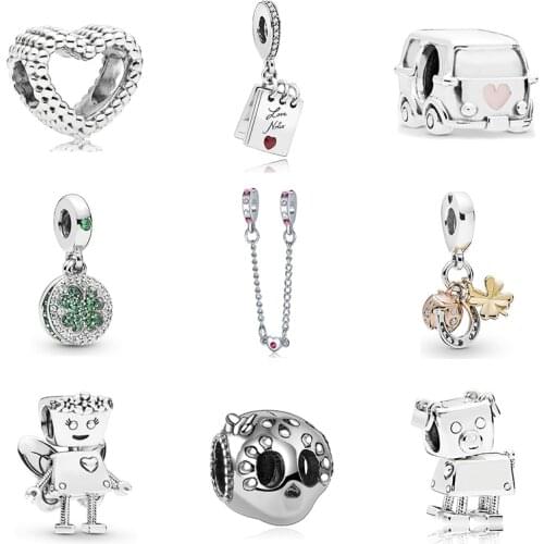 New Original Bead Alloy Charms Clover Heart Charm Fit Bracelet Necklace DIY Women Jewelry