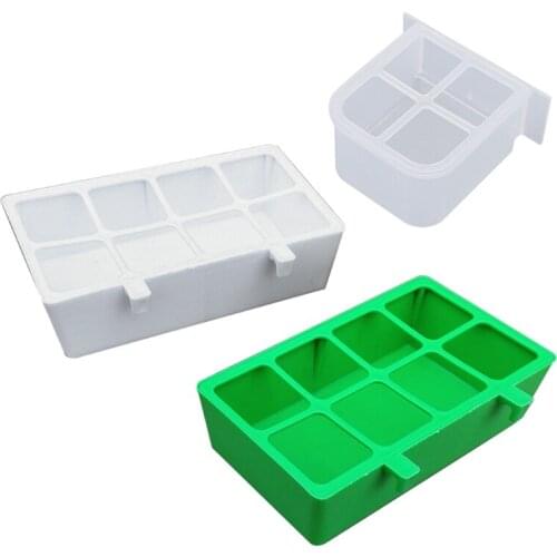 4/8 Grids Plastic Hanging Cups Bird Feeding Bowl Feeder Water Food Tray Dish for Parrot Poultry Cage
