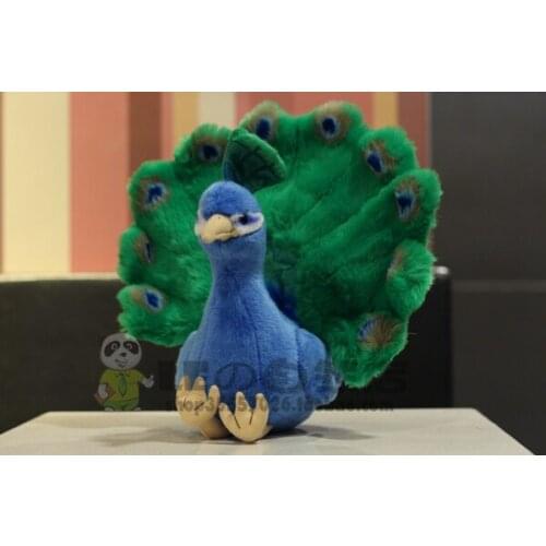 Plush toy blue peacock model gift