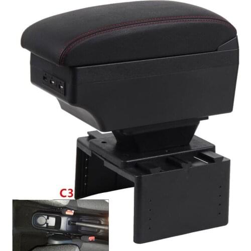For citroen C3 armrest box central Store content box decoration products accessories With USB interface