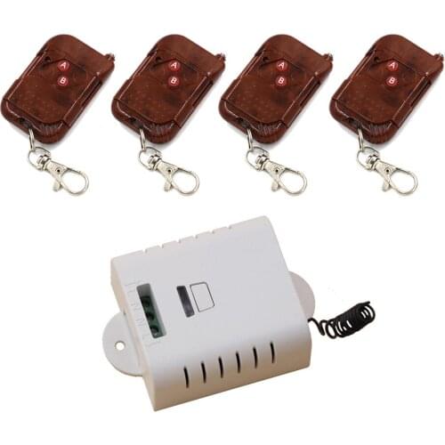 Latest AC85V110V 220V 1CH Remote Control Light Switch Relay Output Radio Receiver Module and 4pcsTransmitter with Red Buttons
