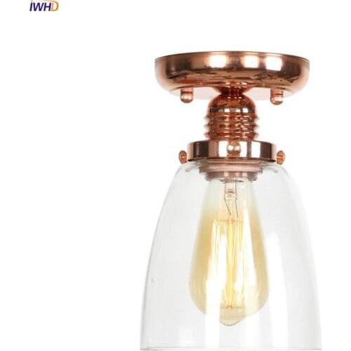 IWHD Loft Industrial Decor Ceiling Lamps For Living Room Porch Balcony Plafonnier LED Glass Vintage Ceiling Lights Luminaria