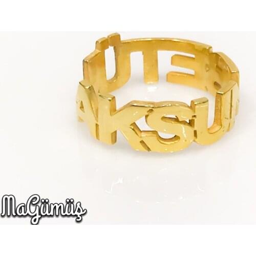 Gold Plated 925 Real Silver 2 Two Names Personalized Ring Wedding Ring