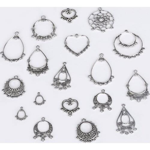 10Pcs Trendy Bohemia Alloy Heart Shape Charms For DIY Making Earrings Necklace Bracelet Jewelry Findings Accessories