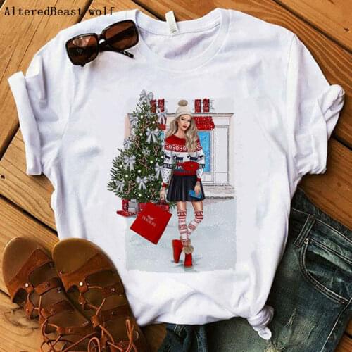 Funny tshirt women Christmas T Shirt print fashion clothes women summer casual short sleeve harajuku female vogue o neck tops