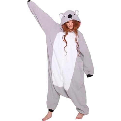 Loose Koala Onesies For Adults Animal Kigurumi Pajamas Cartoon Sleepwear Pyjamas Women Men Fleece Girls Cosplay Costume Bodysuit