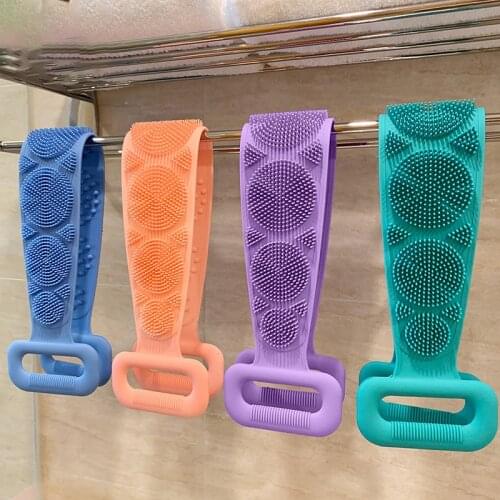 Magic Silicone Brush Bath Towel Body Belt Rubbing Exfoliating Back Wash Skin Clean Massage Shower Extended Scrubber Bathroom