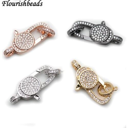 Paved CZ Zircon Big Size Necklace Clasps Jewelry Findings Lot Various Color: Gold / Rose Gold / Gun Metal / Rhodium