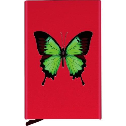 High Quality Metal Men Women Credit Card Holder Charm Butterfly Printing Travel ID Cardholder Case Rfid Wallet