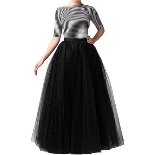 2021 New Elegant Vintage Long Tulle Skirt Women Femme High Waisted Mesh Skirts Wedding Party Prom Bandage Floor-Length Jupe
