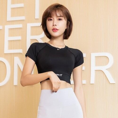 Women Yoga Top Seamless Sport T Shirts Fitness Clothes Short Sleeve Yoga Shirt Gym Crop Top Running Active Wear Sport Top