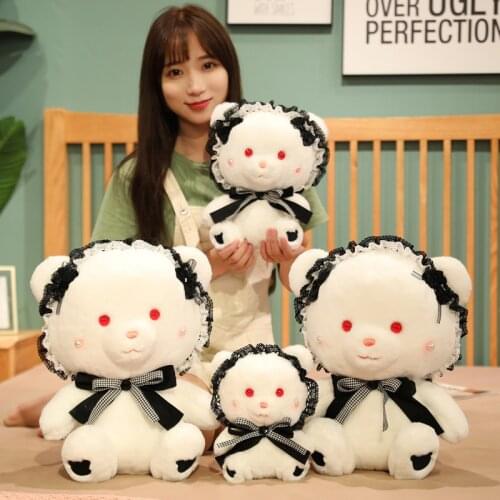 1pc 23/30/40cm Cute Bear Plush Toys Kawaii White Lolita Bear Pillow Soft Stuffed Plush Animal Pillow for Wedding Birthday Gifts