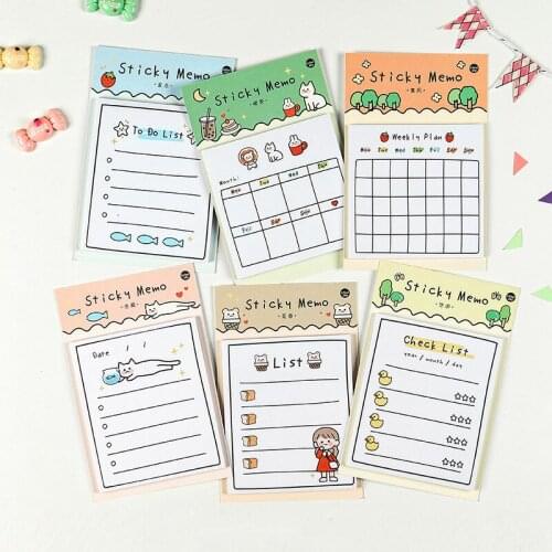 1PC Kawaii Cute Duck Fish Bread Sticker Stick Marker Bookmark Memo Pad Agenda List Sticky Notes School Office Supplies sl2593