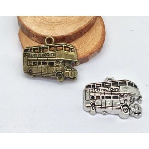 13 pcs Alloy fashion double decker bus Charms bus pendants fit DIY earring bracelet necklace Jewelry Making