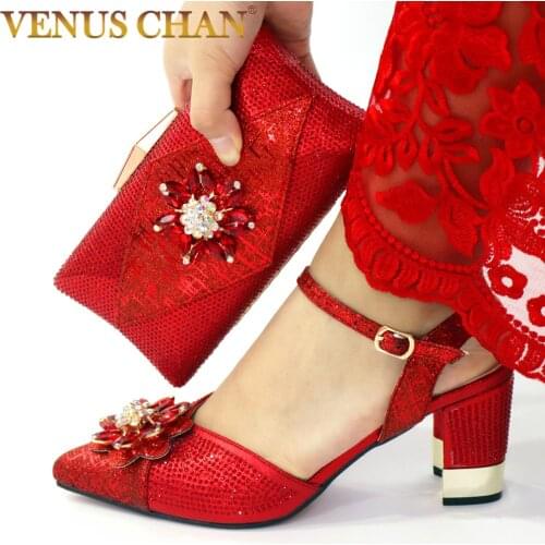 2021 Women Shoes and Bag Set Pumps Crystal bowknot Satin Summer Lady Shoes Genuine leather High heels Party Prom Shoes