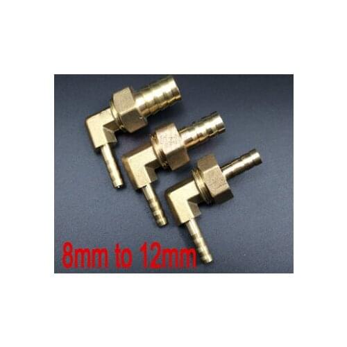 3pcs 8mm to 12mm Hose reducing Barb coupling Brass Elbow Pipe Fitting Copper Barbed L Coupler 90 air Connector reduce nipple