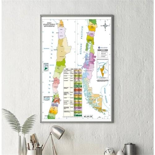 60*90cm Map of the Chile In Spanish Wall Art Poster Canvas Painting Living Room Home Decoration Children School Supplies