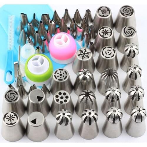 61Pcs Ball Sphere Stainless Steel Icing Piping Nozzles Big Size Rose Russian Pastry Tips Cupcake Cake Decorating Tools