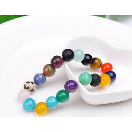 Charms Bracelet With Natural Stone Beads 10mm Colorful Yoga Beaded Bracelets Natural Jades Crystal Stone Bangles Jewelry