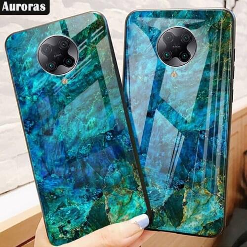 Auroras For Poco F2 Pro Case Tempered Glass Soft Silicone Frame Cover Marble Print For Pocophone X2 Cover Funda