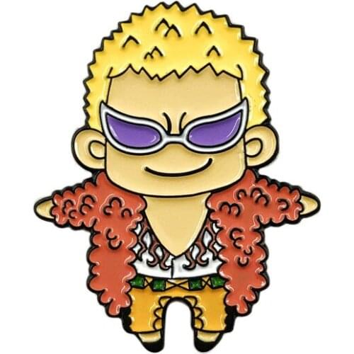 ONE PIECE Portgas D Ace Doflamingo Pins and Brooches for Women Men Lapel Pin Backpack Bags Hat Badge Gifts Metal Figure