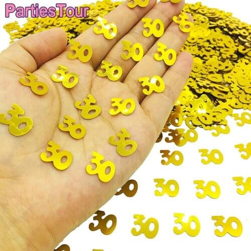 30th Happy Birthday Party Decor Golden 30 Number Gold Confetti Metallic Foil Confetti Table Decor for Adult Birthday Anniversary