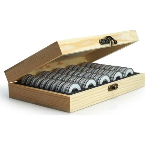 Wooden Coins Display Storage Box 2020 HOT Selling Functional Solid Round Storage Case for Collectible Coin 50 Capsules
